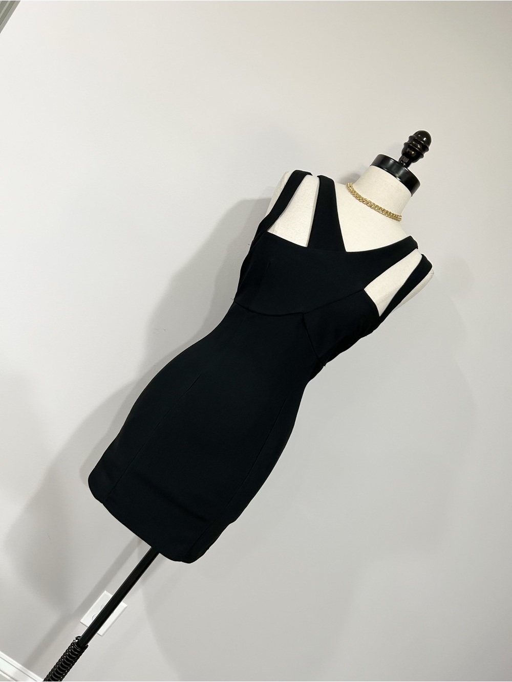 Tobi Black Double-Strap Mini Sheath Dress